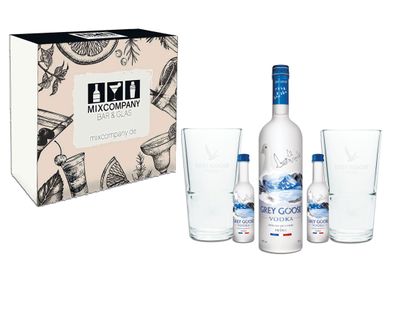 Grey Goose Geschenkset - Vodka 0,7L (40% Vol) + 2x Mini je 5cl (40% Vol) + 2x L
