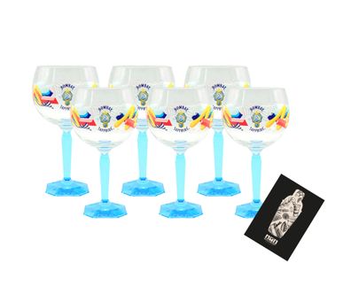Bombay Sapphire 6er Set Ballon Glas mit Muster bunt Cocktail Glas Gläser eckige