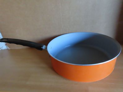 Bratpfanne Pfanne ca. 7,5 cm hoch orange/ grau beschichtet OHNE Deckel
