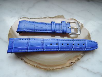 Leder Uhrenarmband Ersatzband Rundanstoss blau 18 mm b17