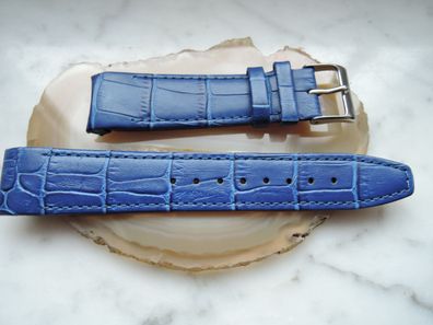 Leder Uhrenarmband Ersatzband Rundanstoss blau 20 mm b18