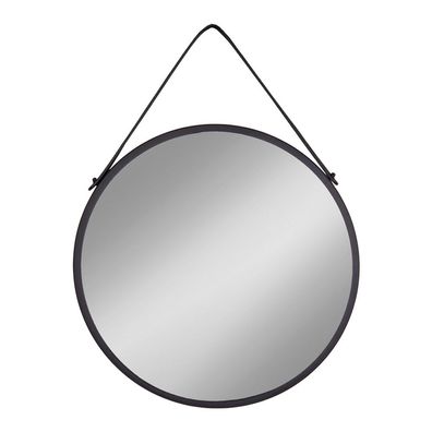 Moderner Spiegel PANIR schwarzer Metallrahmen Gurt ca. Ø60cm