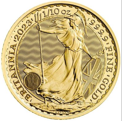 Royal Mint Großbritannien Britannia 2023 1/10 oz 999.9 Gold Goldmünze 10 Pound