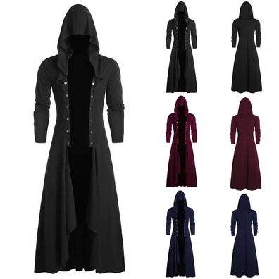 Herren Trenchcoat Retro Steam Punk Gothic Windmantel, lässiger Sommer Mantel mit