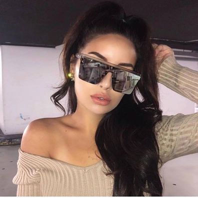Männer Frauen Designer quadratische Sonnenbrillen, coole, flache Sonnenbrille mit