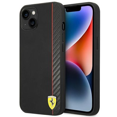 Handyhülle Case iPhone 14 Plus Ferrari schwarz Metall-Logo
