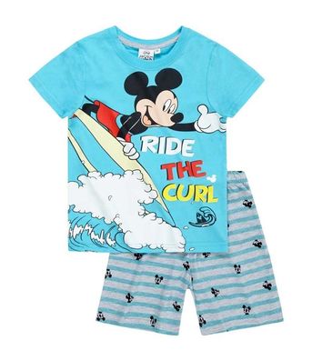 Disney Micky Maus Shorty Pyjama Schlafanzug Baumwolle türkis