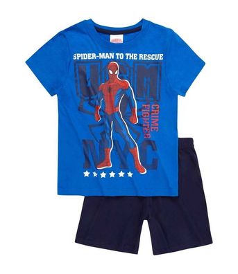 Spiderman Shorty Pyjama Schlafanzug Baumwolle blau