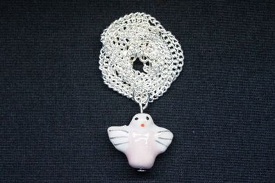 Engel Kette Miniblings 45cm Anhänger Halskette Weihnachten Keramik lila weiß