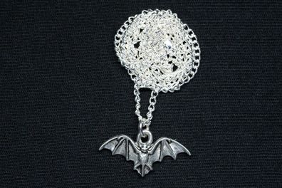 Fledermaus Kette Miniblings Anhänger Halskette Kostüm Halloween fliegend silber