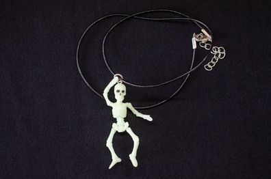 Leuchtendes Skelett Kette Halskette Miniblings Knochen Tod Knochenmann Halloween