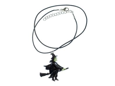Hexen Kette Halskette Miniblings Hexe Besen Hexenbesen Halloween Kostüm schwarz