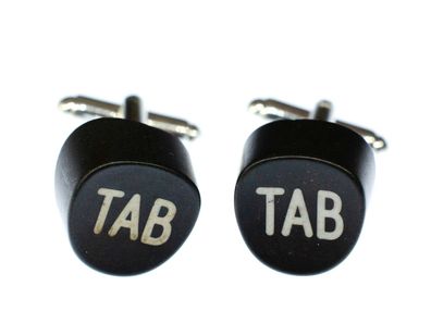 TAB Tabulator Taste + Box Manschettenknöpfe Schreibmaschinentaste eckig schwarz