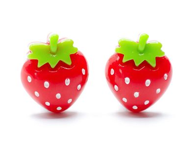 Erdbeer Ohrclips Miniblings Clips Erdbeeren Beeren Frucht Früchte Obst flach