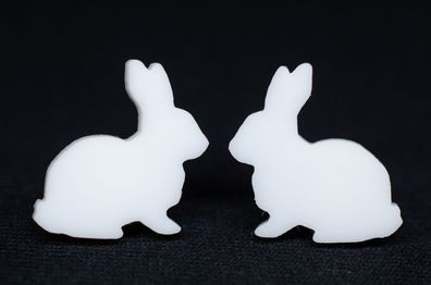 Hase Kaninchen Stecker Miniblings Ohrstecker Ostern Osterhase Acrylglas Weiß