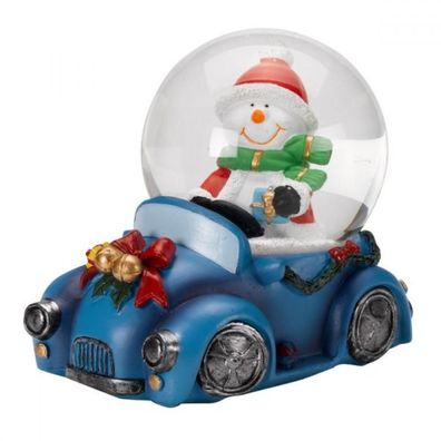 Schneekugel 11 x 12 x 8 cm Musical Christmas Car, Weihnachten, blau