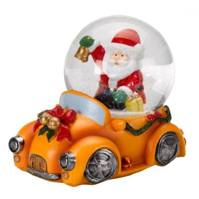 Schneekugel 11 x 12 x 8 cm Musical Christmas Car, Weihnachten, orange