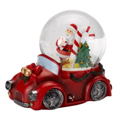 Schneekugel 11 x 12 x 8 cm Musical Christmas Car, Weihnachten, rot