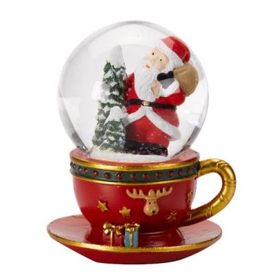 Schneekugel 13 x 10 x 9 cm Teacup, Teetasse, Santa, Weihnachten