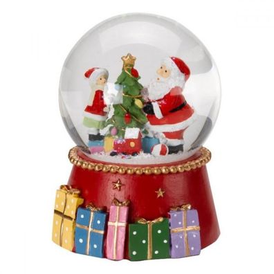 Schneekugel 15 x 11 x 11 cm Musical SantaGifts, Geschenke, Santa und Gehilfe