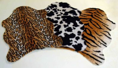 Tierfell Synthetik Jaguar Kuh Tiger 75 x 100 cm waschbar 80% Acryl 20% Polyester