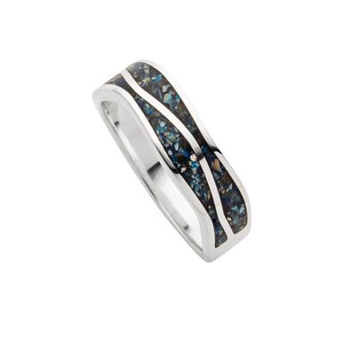 DUR Schmuck Ring WELLE Mosaik Seeopal, Silber 925/ - rhod. (R5854)