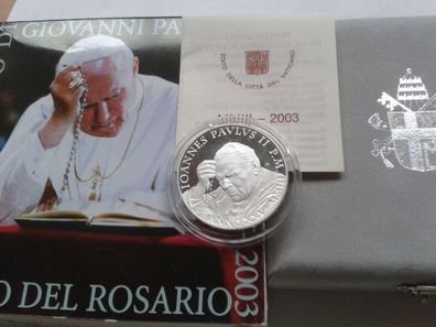 Original 5 euro 2003 PP Vatikan Papst Johannes Paul II. Rosenkranzjahr 18g Silber
