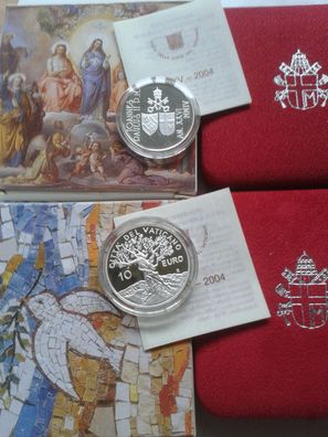 Original 5 + 10 euro 2004 PP Vatikan Papst Johannes Paul II. 40g Silber