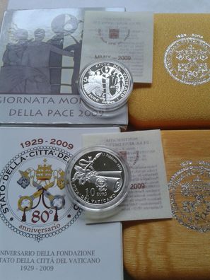 Original 5 + 10 euro 2009 PP Vatikan Papst Benedikt XVI. 40g Silber