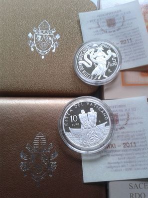 Original 5 + 10 euro 2011 PP Vatikan Papst Benedikt XVI. 40g Silber