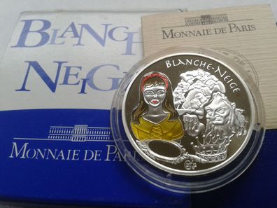 Original 1,5 euro 2002 PP Frankreich blanche neige Schneewittchen Farbmünze Silber