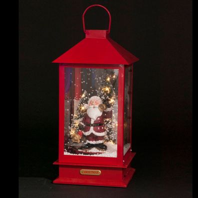 Laterne mit Weihnachtsmann, LED-Beleuchtung, beweglich, 38 cm