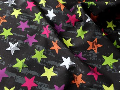 0,5m Softshell , Neon-Sterne, 145cm breit, schwarz, multicolor