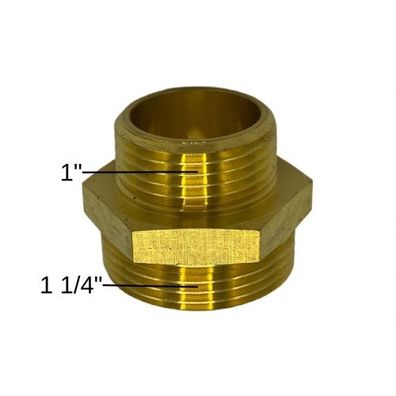 Reduziernippel Messing 1 1/4" flachdichtend 1" gewindedichtend Heizung Solar