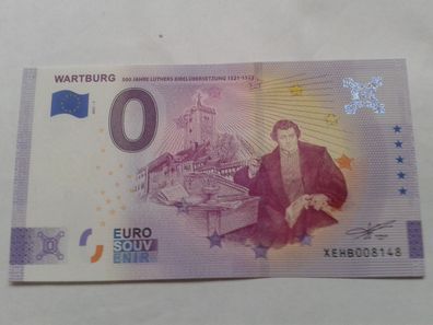 0 euro Schein Souvenirschein Wartburg Martin Luther 2021-7