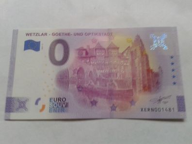 0 euro Schein Souvenirschein Wetzlar Goethe und Optikstadt 2021-2
