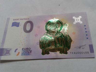 0 euro Schein Souvenirschein Saint Patrick 2021-1 Golddruck Farbdruck