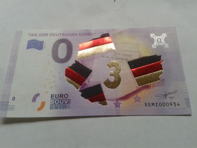0 euro Schein Souvenirschein Tag der deutschen Einheit 2020-41 Golddruck Farbdruck