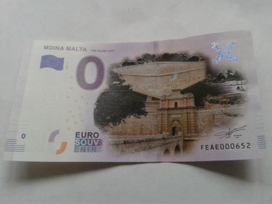0 euro Schein Souvenirschein Mdina Malta 2019-1 Farbdruck
