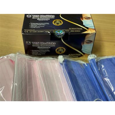 MedTeks medizinische Einwegmasken 50er Pack - in rosa oder blau - Rosa - 50er Pack