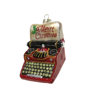 Weihnachtskugel 'Weihnachts-Schreibmaschine' - Christbaum-Hänger, L. 11.0cm W. 8.5cm
