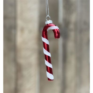 Weihnachtskugel 'Zuckerstange' - Christbaum-Hänger, L. 12.0cm W. 4.1cm H. 1,3cm, Gla
