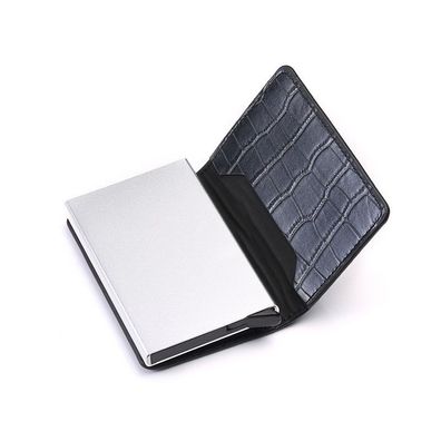 Automatische elastische PU-Leder-Aluminium-Geldbörse, Kreditkartenetui aus Metall
