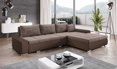 FURNIX Ecksofa Tommaso mit Schlaffunktion Bettkasten Kissen Couch L MA 124 BE 03 ...