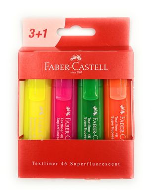 4 x Faber-Castell Maker Textliner Textmaker 46 gelb rosa grün orange 3 Breiten