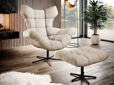 Sessel Sensi mit Füßbank Relaxsessel Modern Stilvoll Wohnzimmer Schaukelfunktion