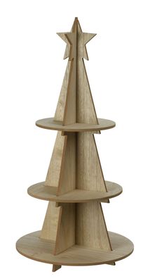 XXL Holz Weihnachts Etagere - 60 cm - Deko Tannen Baum Pyramide mit Stern Spitze