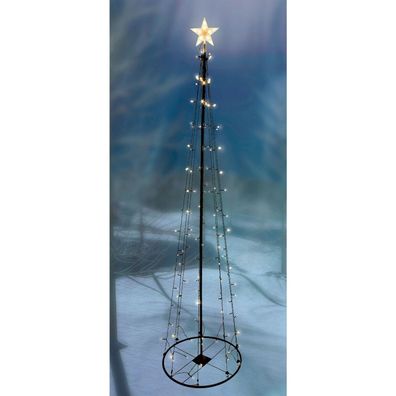 LED Weihnachtsdekoration Metall Weihnachtsbaum Tannenbaum warmweiß 106 LED 180cm