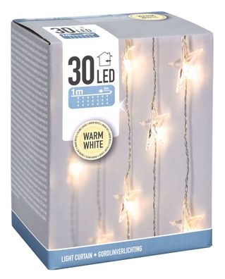 Sternen Vorhang warm weiß - 100 cm / 30 LED - Weihnachten Fenster Deko Lichter Kette