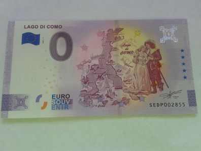 Null euro Schein 0 euro Schein Souvenirschein Lago di como 2021-1
